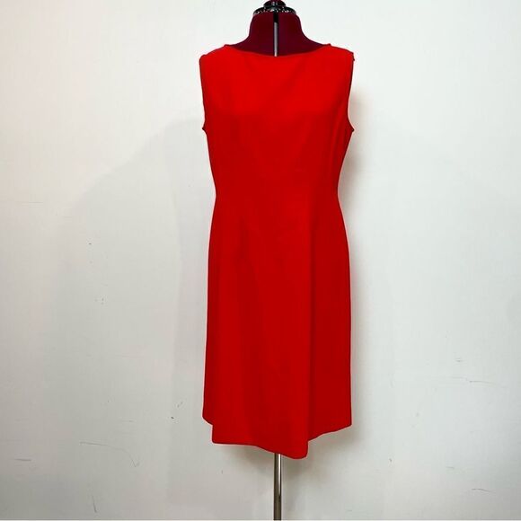 LAFAYETTE 148 Red Sheath Crew Neck Office Dress - Picture 3 of 11